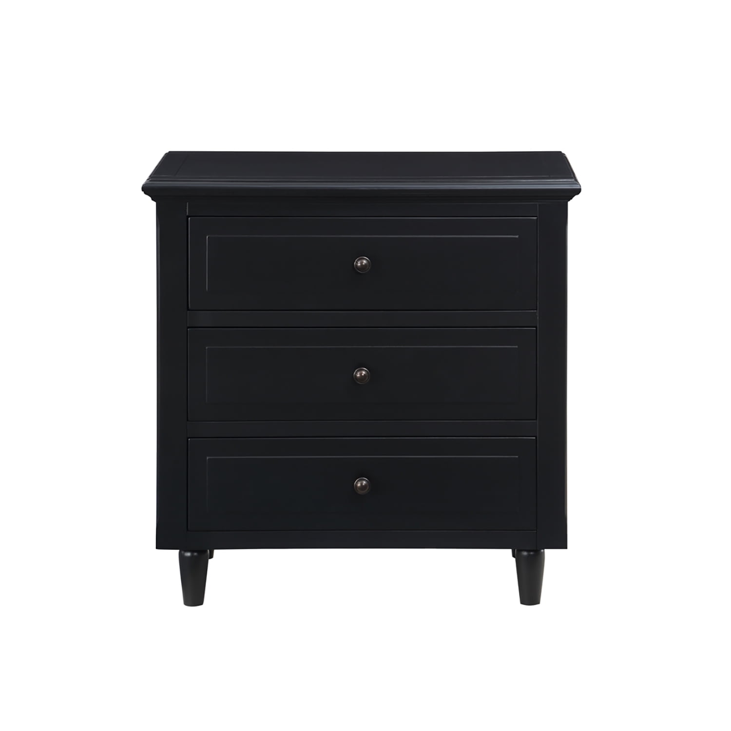 Kadyn Night Stand, Pine Bedside Cabinet with 3-Drawer, Modern Wood Nightstand for Bedroom, Black Kadyn Night Stand, Pine Bedside Cabinet with 3-Drawer, Modern Wood Nightstand for Bedroom, Black