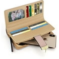 thumbnail image 4 of Women's Long Leather Card Holder Purse Zipper Buckle Elegant Clutch Wallet Color: Pink, 4 of 6
