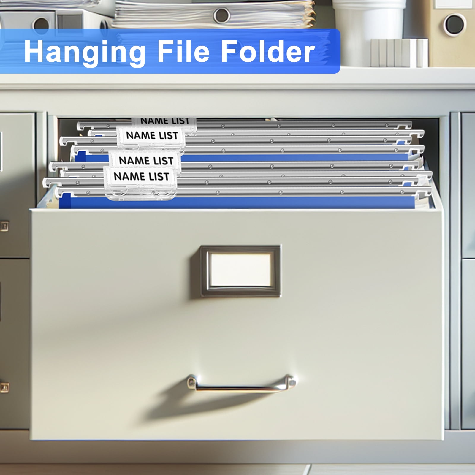ViVin Heavy Duty Plastic Hanging File Folders with Metal Hook, 1/5-Cut Adjustable Tabs, File Cabinet Folders, Letter Size, 20PCS Blue