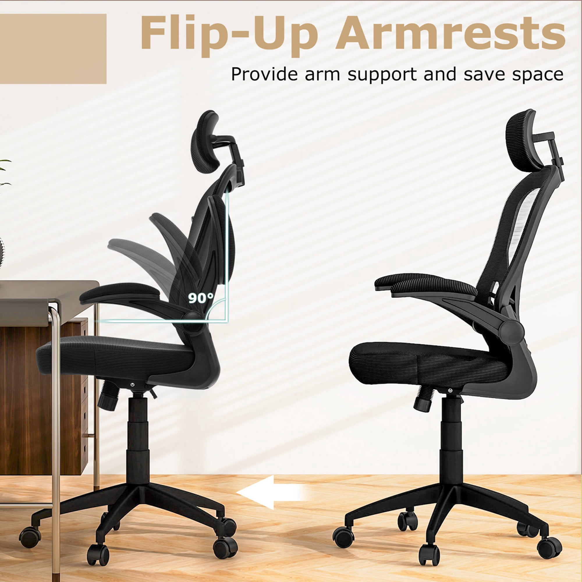 Costway Ergonomic Mesh Office Chair Executive Chair with Adjustable Height Black