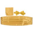 thumbnail image 1 of Conjunto de pajarita, fajín y pañuelo de bolsillo para hombre. Elegantes accesorios de esmoquin para bodas, fiestas y eventos de negocios. Dorado., 1 of 7
