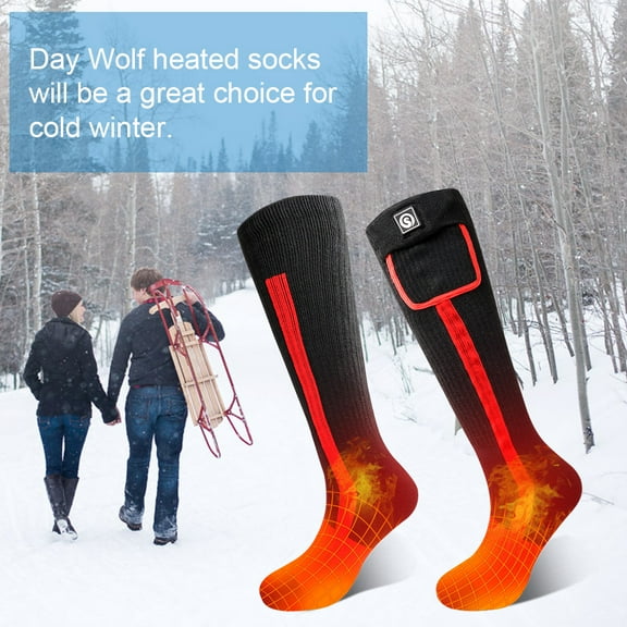 Savior Heat Electric Heated Socks for Men & Women, 7.4V Rechargeable Heated Socks with 3 Heat Settings, Battery Operated Thermal Socks for Men Winter Hunting Skiing Hiking Biking Outdoor Work