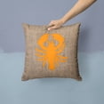 thumbnail image 2 of Carolines Treasures BB1015-BL-OR-PW1414 Lobster Burlap and Orange   Canvas Fabric Decorative Pillow BB1015 14Hx14W, 2 of 4