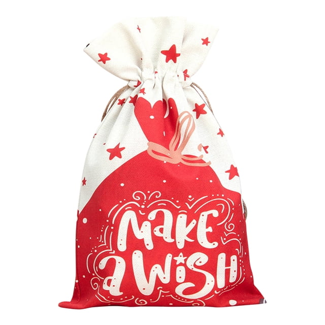 TIMIFIS Sacs de Noël à Cordon, Sacs-Cadeaux 3D de Noël, Sacs d'Emballage de Noël, Sacs-Cadeaux de Noël, Sachets de Friandises Rouges, Bas de Sac, Sacs de Cadeaux de Fête