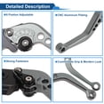 thumbnail image 4 of Palancas de freno y embrague cortas únicas para Yamaha FZ6R 2009-2017, palanca de freno ajustable en 6 posiciones, aleación de aluminio, tono titanio, 1 par, 4 of 7