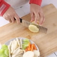 thumbnail image 5 of Cuchillo para patatas fritas de acero inoxidable, cuchillo corrugado para patatas, cuchillo corrugado para patatas ondulado multifuncional, herramienta de cocina - negro, 5 of 5