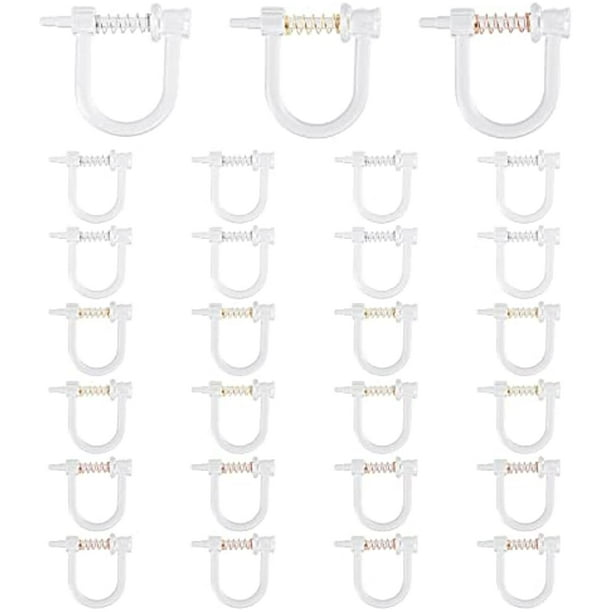 30Pcs 3 Color Plastic Clipon Earring Findings Transparent U Type Clipon Earring Findings
