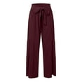 thumbnail image 3 of Women's Stylish Lace Up Patchwork High Waisted Pleated Wide Leg Pants Casual Slacks Pants for Womens Pants plus Size Tall 20 Yoga Pants Thick Leggings for Women Long Stretch Tights plus Size Workout, 3 of 6
