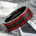 thumbnail image 2 of Tungsten Carbide Rings for Men Wedding Bands for Him 8mm Double Red Racing Stripes, 2 of 10