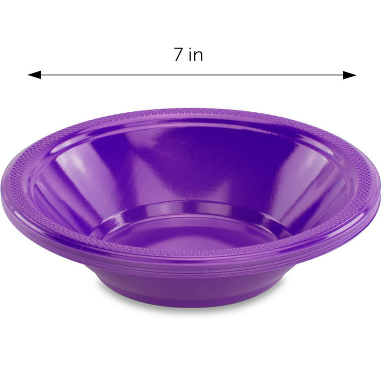 Decorrack 24 Small Plastic Bowls, 7 inch Disposable Party Bowls, Purple (Pack of 24)