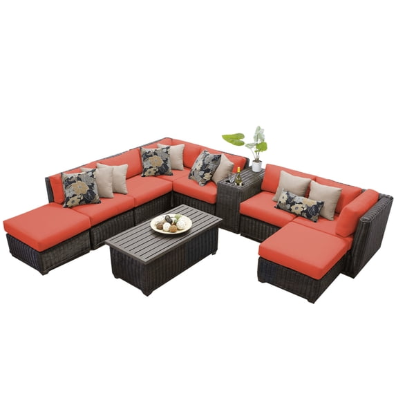 Rustico 10 Piece Outdoor Wicker Patio Furniture Set 10a