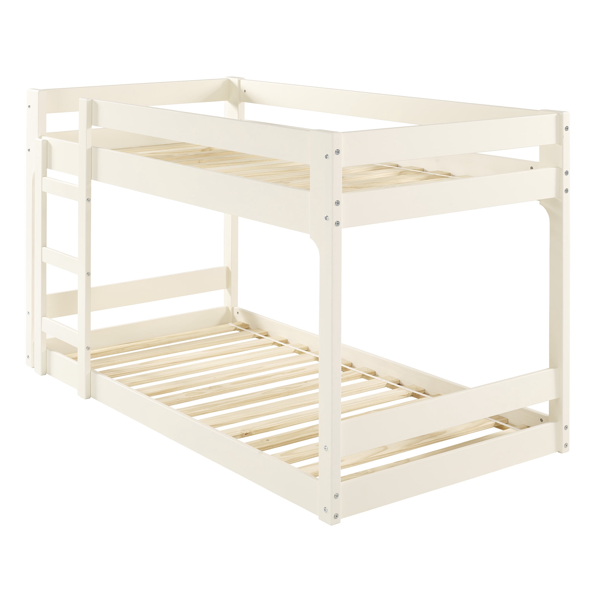Walker Edison Modern Twin Over Twin Youth Bunk Bed, White