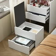 thumbnail image 6 of Miniyam Vanity Desk with Lighted Flip Mirror, Drawers and Storage Stool for Adults, White, 6 of 7