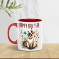 thumbnail image 2 of Happy New Year with Siamese Fireworks Holiday Xmas Winter 2025 11oz Accent Two-tone Mug Cat Lover Kitten Owner Gifts Coffee Tea Cup - 00025, 2 of 5