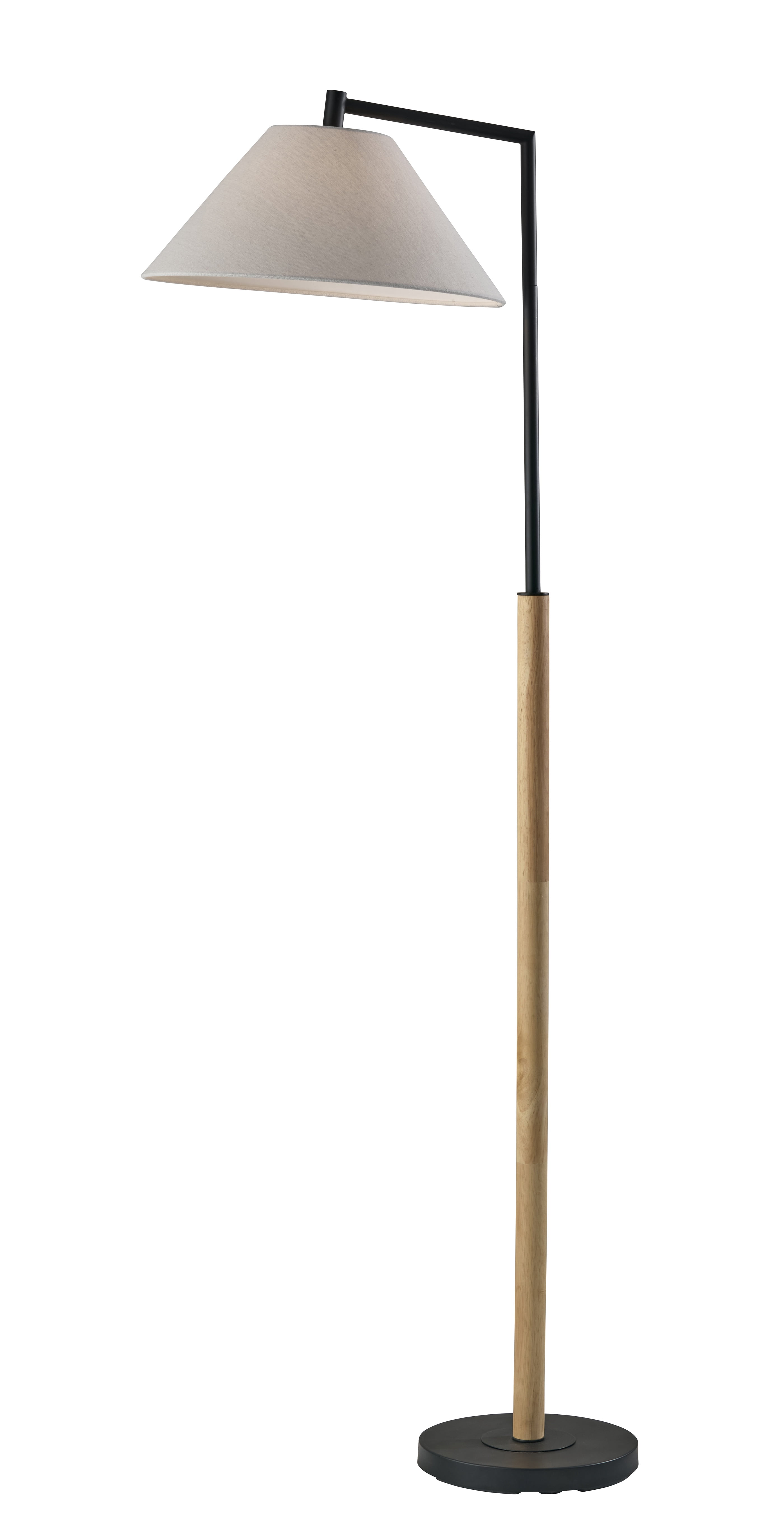 Lampe sur pied Better Homes & Gardens en bois crème et métal noir avec abat-jour en tissu blanc, design moderne, neuf