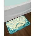 thumbnail image 2 of Dolphin Bath Mat, Nautical Inspirations in Dolphins with Rising Sun and Swirled Ocean Waves, Non-Slip Plush Mat Bathroom Kitchen Laundry Room Decor, 29.5 X 17.5 Inches, Teal Pale Yellow, Ambesonne, 2 of 2