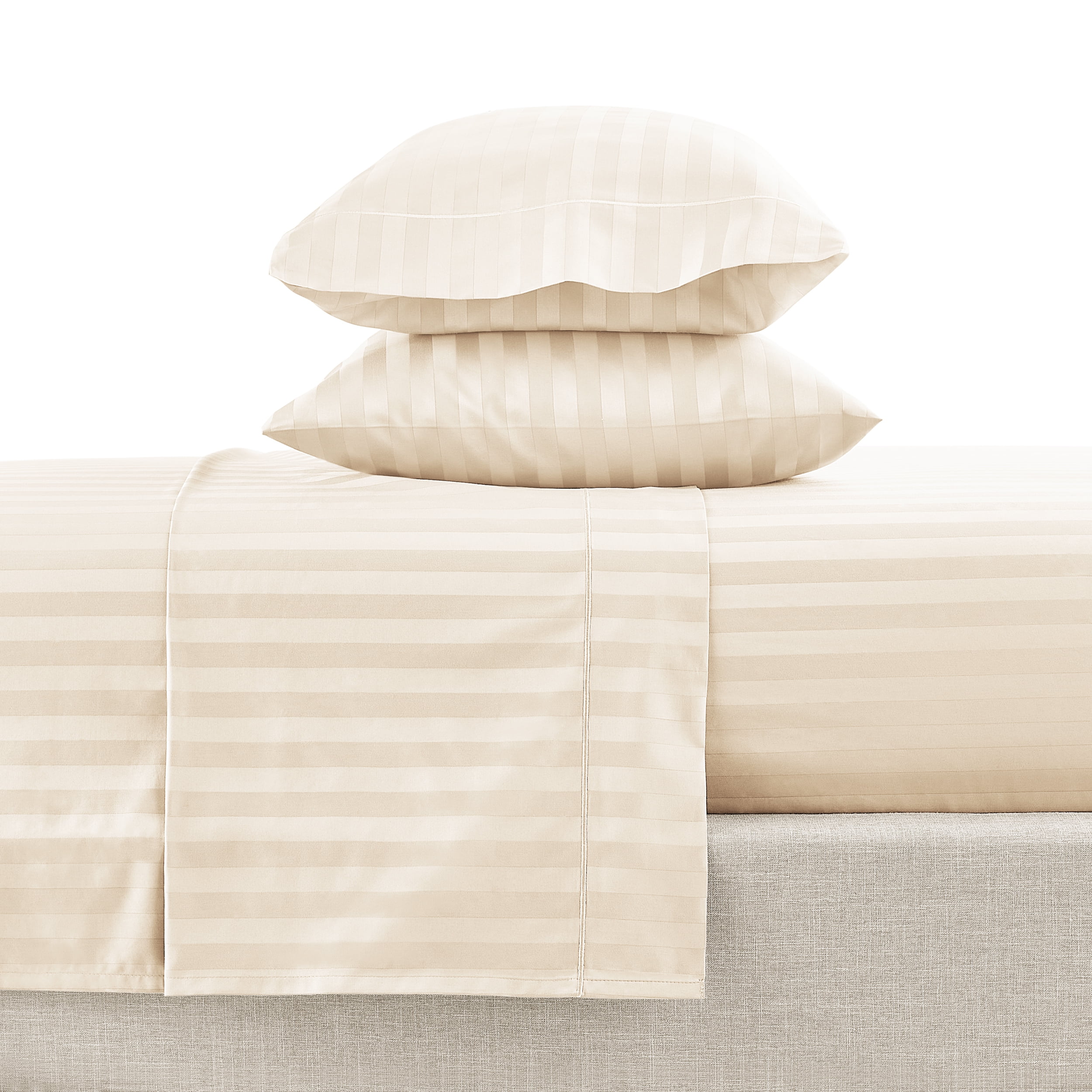 Hotel Style 4-Piece 600 Thread Count Tan Stripe Egyptian Cotton Adult Bed Sheets, King - Deep Pocket