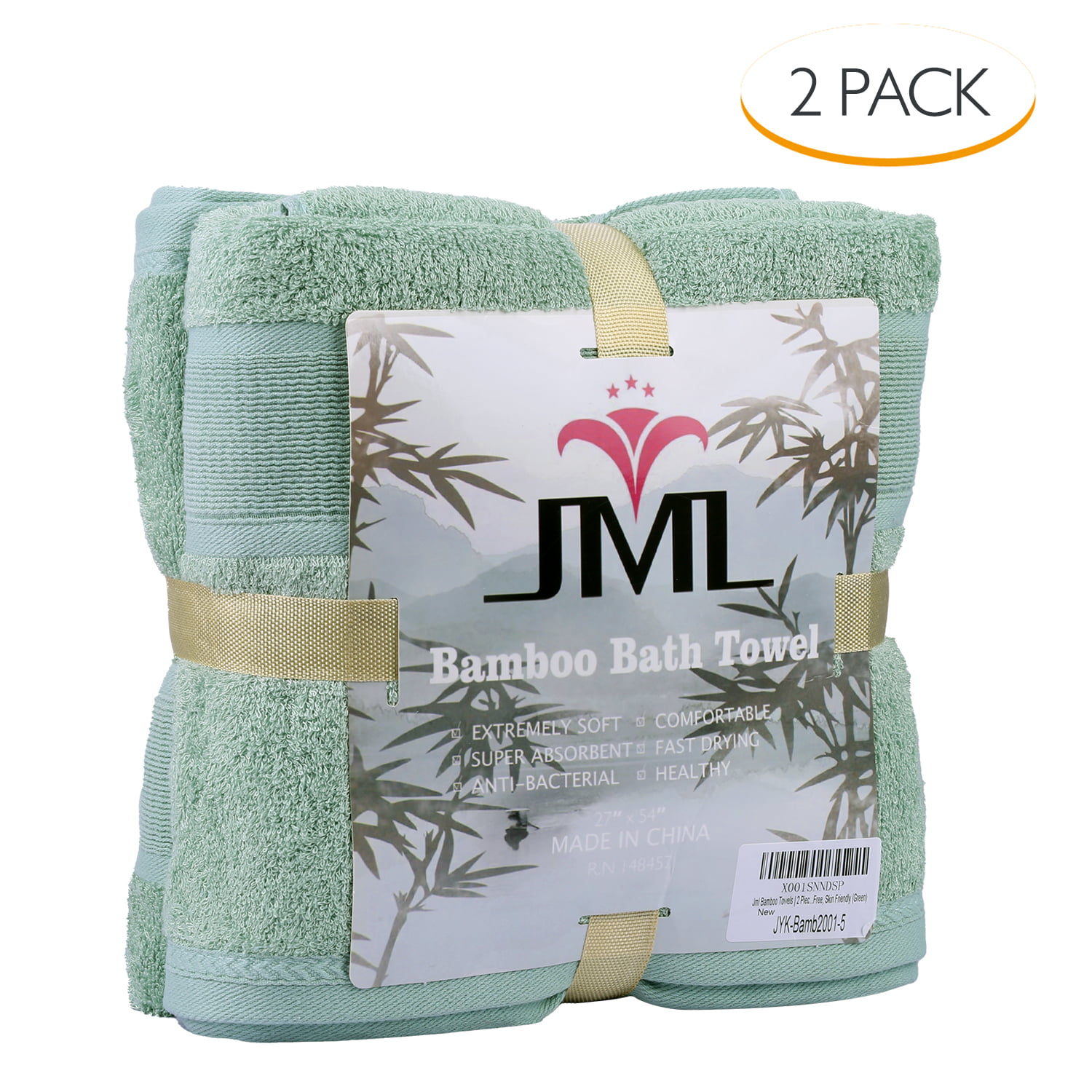 JML Teal Bamboo Cotton Bath Towel (Set of 2) JYK-Bamb2001-5 - The Home Depot