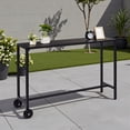 thumbnail image 2 of Tcbosik 55" Indoor & Outdoor Bar Table with 2 Wheels, Counter Height Console Table, Rectangle Lounge Table with Metal Frame for Backyard, Poolside, Patio, Garden, Living Room, Hallway, Black, 2 of 9