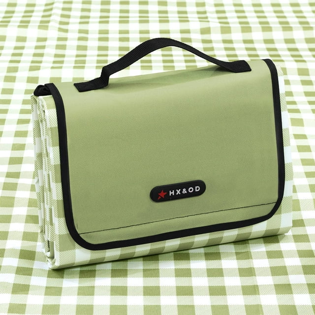 Manta de pícnic Hx&OD, 203 x 152 cm, impermeable y plegable, color verde