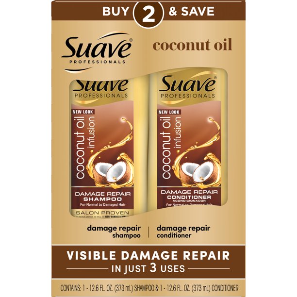 Suave Professionals Coconut Oil Shampoo and Conditioner 12.6 oz, 2