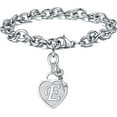 thumbnail image 3 of Stainless Steel Bracelet with Engraved Initials on Heart and Key Charm, 3 of 3