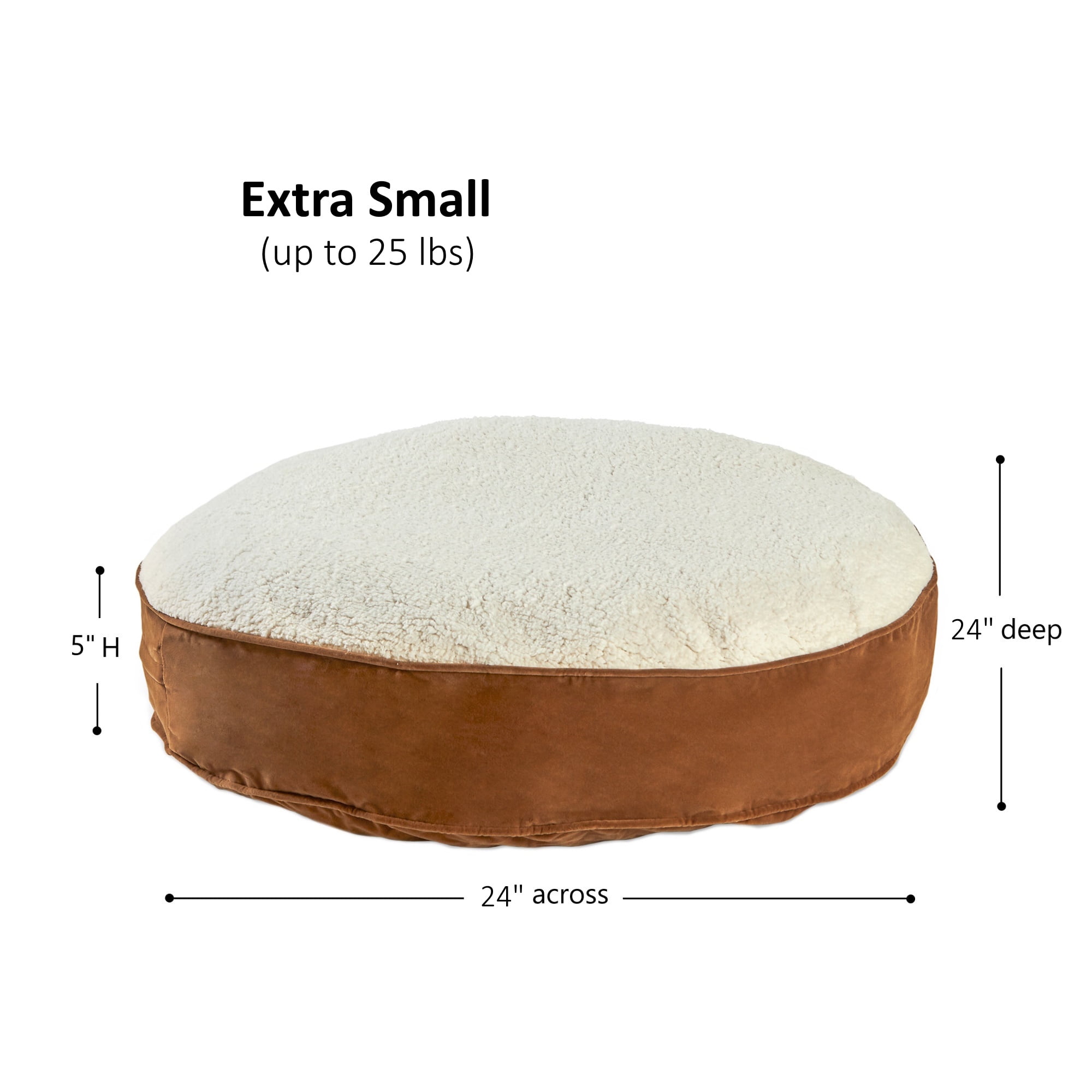 Happy Hounds Scout Sherpa Round Pillow Dog Bed, Latte, Extra Small (24 x 24 in.)