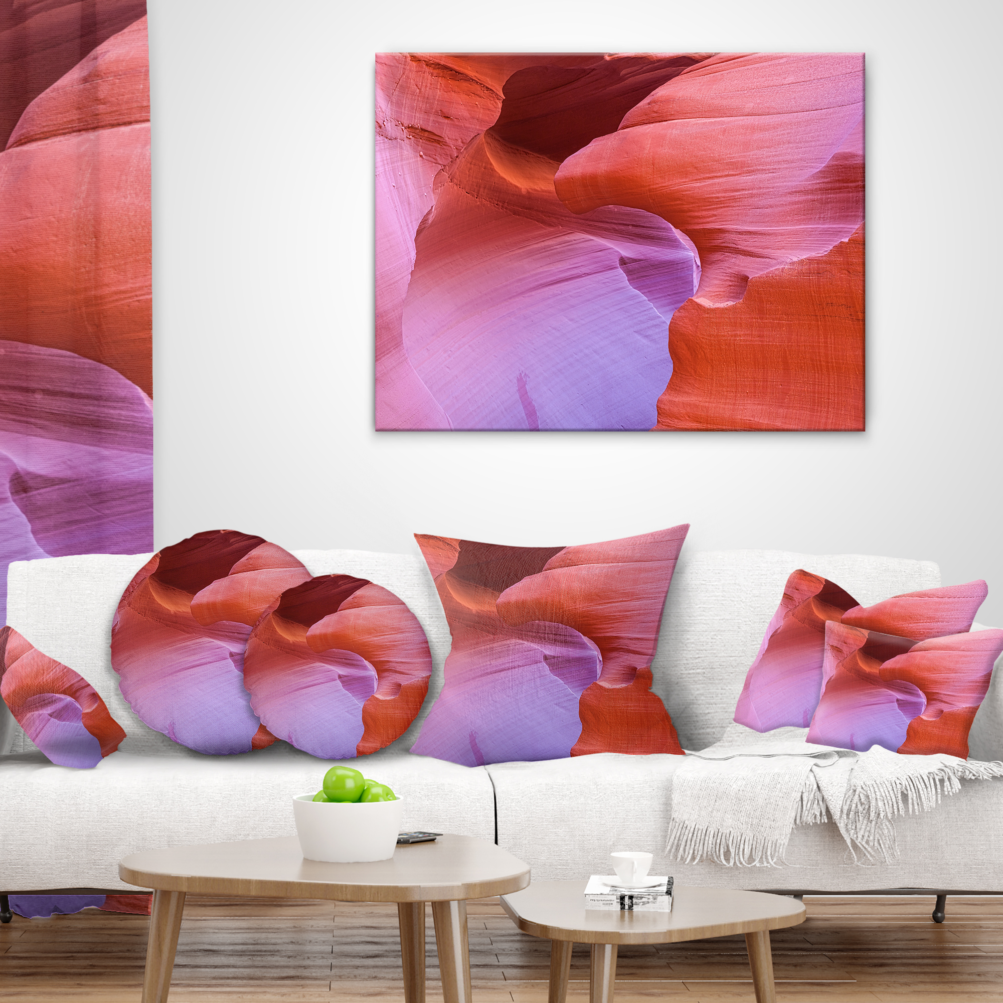 Designart Antelope Canyon Landscape - Photography Throw Pillow - 18x18