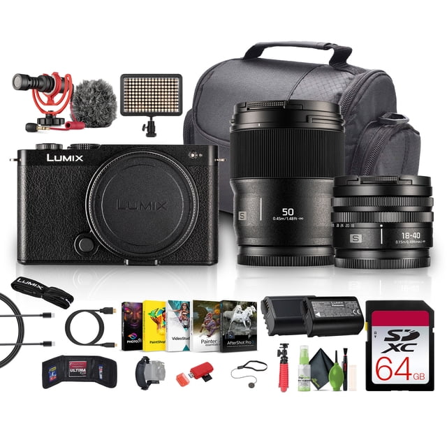 Panasonic Lumix S9 Mirrorless Camera with 18-40mm f/4.5-6.3 Lens & 50mm F1.8 L-Mount Lens (Black) Bundle With Rode VideoMicro on Camera-Mount Microphone + More