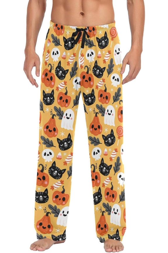 Halloween Pajama Pants, Men's Drawstring Lounge Pants, Casual Pajama Bottoms with Pockets, Christmas New Year Birthday Gifts, X-Large