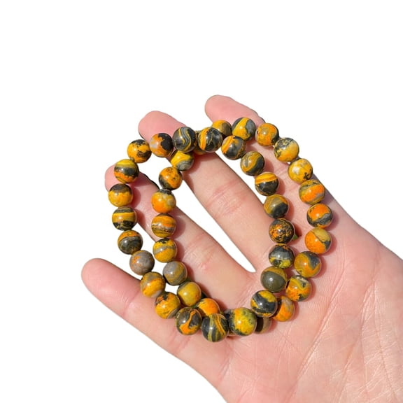 Bumble Bee Jasper Beads Bracelet, Natural Jasper Bracelets, Bumble Bee Jasper Birthstone, Healing Beaded Stretch Bracelet, Unisex Jewelry, Christmas Gift, Mens Bracelet, Meditation Womens Bracelets