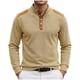 thumbnail image 1 of Camisetas de Verano de Manga Larga para Hombres Cuello de Pie Bloque de Color Botón Parchado Blusa Casual, Nylon Suave Spandex, 1 of 5