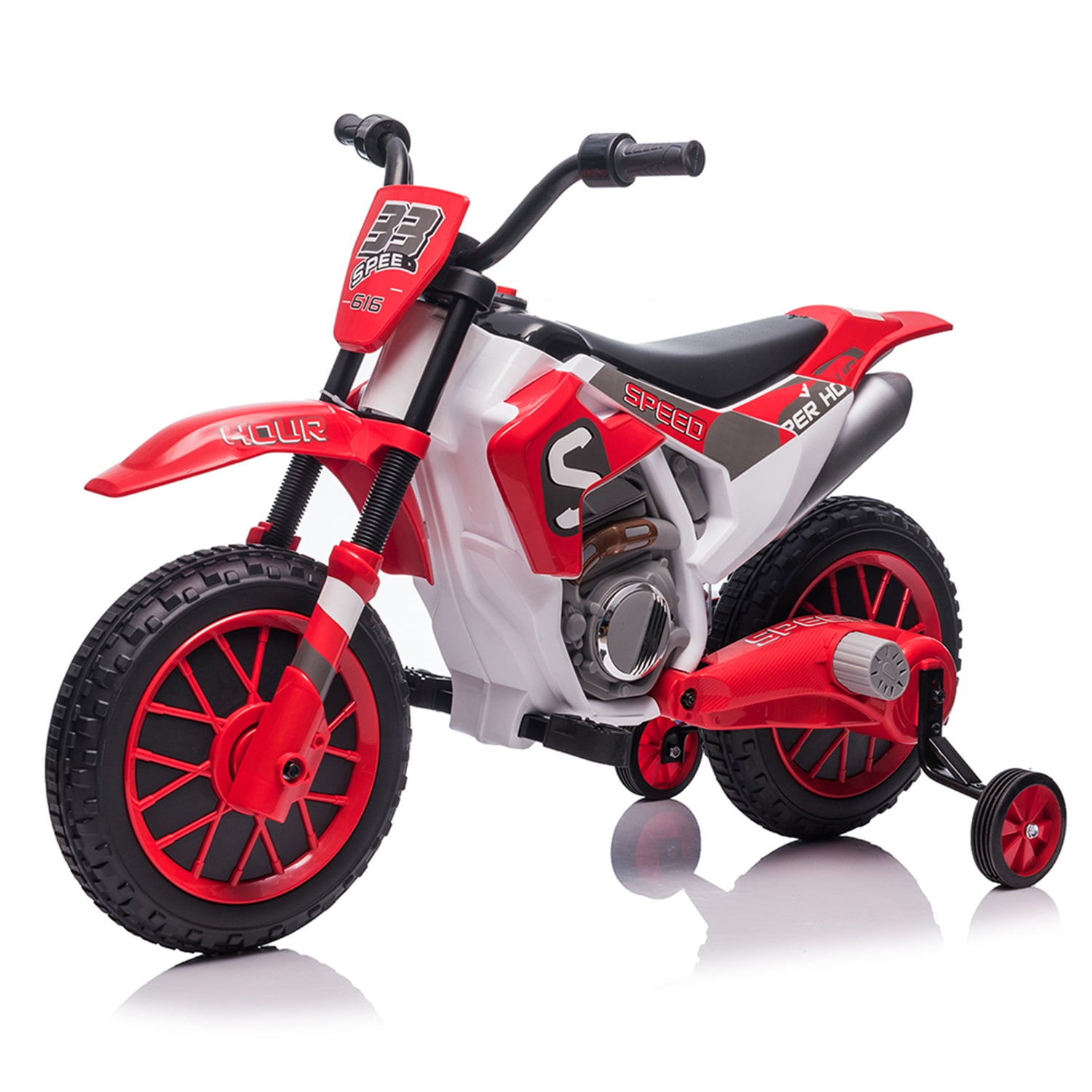 CIPACHO 12V Kids Ride On Toy Motorcycle, Electric Motor Toy Bike with Training Wheels for Kids 3-6 Kids Car, Red