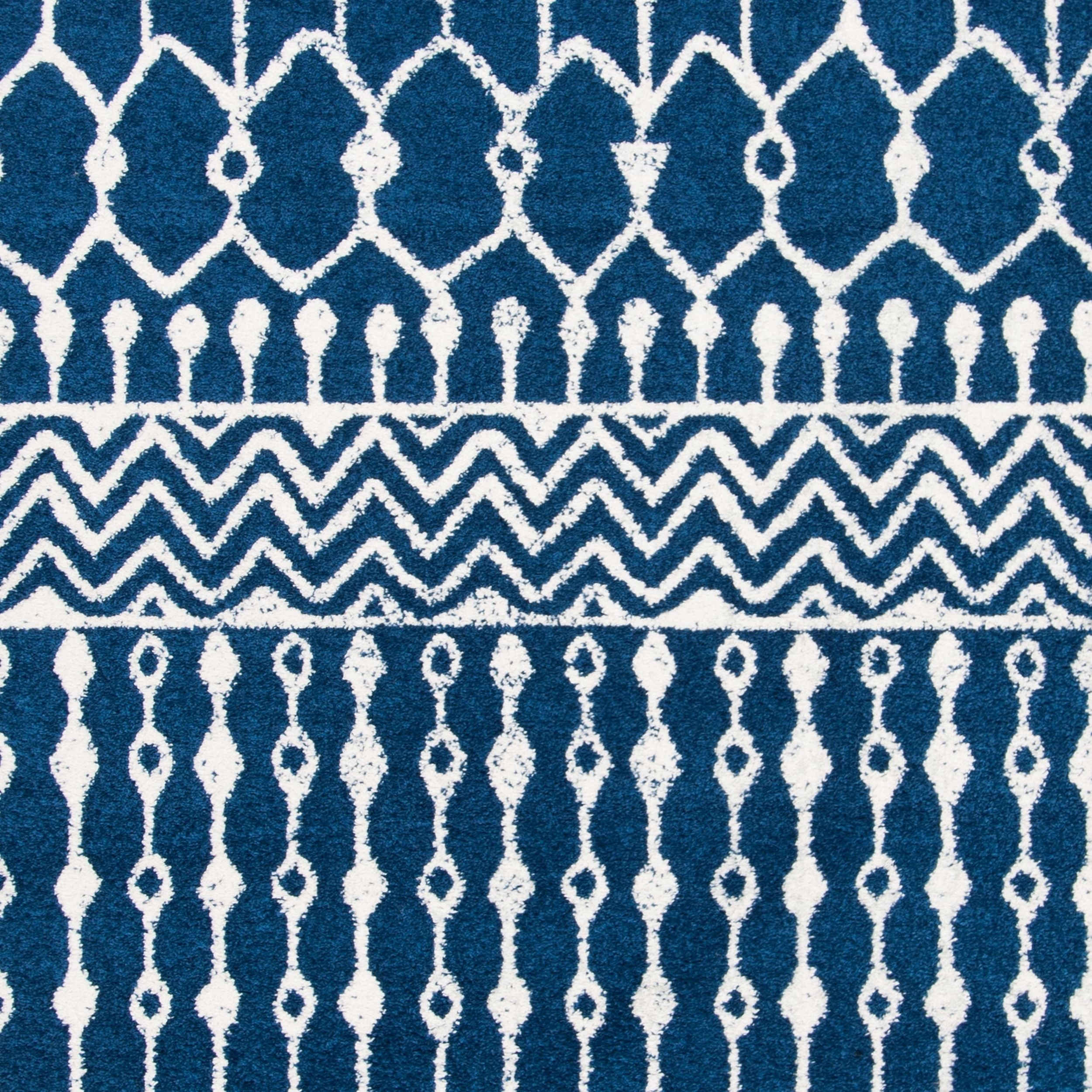 SAFAVIEH Tulum Glen Moroccan Geometric Area Rug, Navy/Ivory, 10' x 13'
