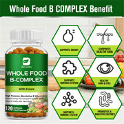(2 Pack) Beworths Super B Complex Vitamin - Whole Food Supplement B1, B2, B3, B5, B6, B7, B9, B12 - Support for Energy and Immune Support - 240 Capsules Total