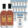 Nkd Distillery Whiskey Alternative Premium Non-Alcoholic Spirit 750 ML Bottles w Owen’s Mixers Club Soda 8.2 OZ Cans - Perfect for Mocktails - A