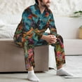 thumbnail image 7 of Naloa Galactic Jungle Dinosaurs Men’s Pajamas Set - Long Sleeve Button Down Sleep Shirt and Pajama Bottoms Sleepwear Set-Small, 7 of 7