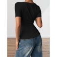 thumbnail image 6 of Women'S Off the Shoulder Tops Bo-W Y2k T Shirt Short Sleeve Fitted Summer Tee Black XXL, 6 of 7