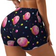 thumbnail image 2 of Fotbe Cartoon Donut Planets Seamless Shorts, Womens Workout Shorts High Waist Stretch Booty Short for Gym/Yoga/Running/Biking-, 2 of 9