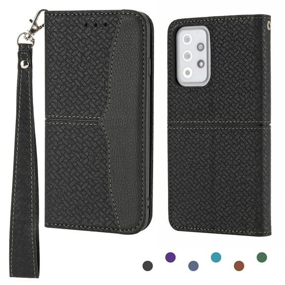 TECH CIRCLE Wallet Case for Samsung Galaxy S22 Ultra,Shockproof Leather Folding Kickstand Credit Card ID Cash Holder Case Cover,Black