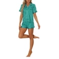 thumbnail image 2 of Conjuntos de pijama para mujer INSPIRE CHIC de manga corta con botones y pantalones cortos, conjuntos de lounge 2XL a rayas azules, 2 of 6