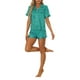 thumbnail image 2 of Conjuntos de pijama para mujer INSPIRE CHIC de manga corta con botones y pantalones cortos, conjuntos de lounge XL a rayas azules, 2 of 6