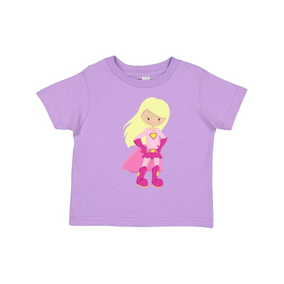 Inktastic Superhero Girl, Blonde Hair, Cute Girl, Pink Cape Girls Toddler T-Shirt