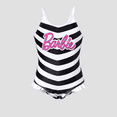 thumbnail image 6 of Barbie Girls One Piece Swimsuit Vintage Stripe Pattern Doll Cosplay Style Print Swimwear Sizes 2-12, 6 of 8