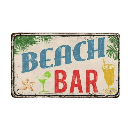 Bar Sign 39 Inch Island Decor - MKHERT Hawaiian Beach Bar Vintage Rusty Metal Sign Doormat Rug Home Decor Floor Mat Bath Mat 30x18 inch