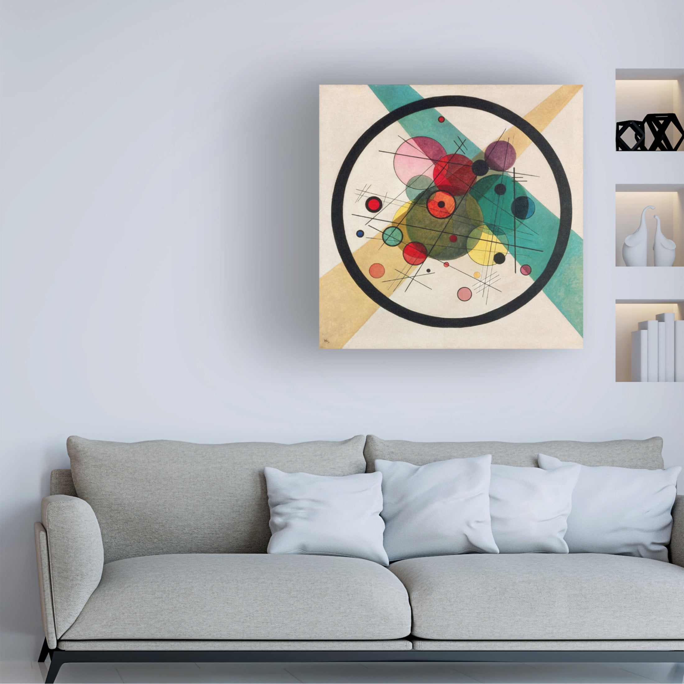 Canvas Wall Art - Vintage Apple Collection 'Wassily Kandinsky Circles in a Circle' Wall Art for Living Room, Bedroom, or Office Décor by Trademark Fine Art - 24 x 24 Inches