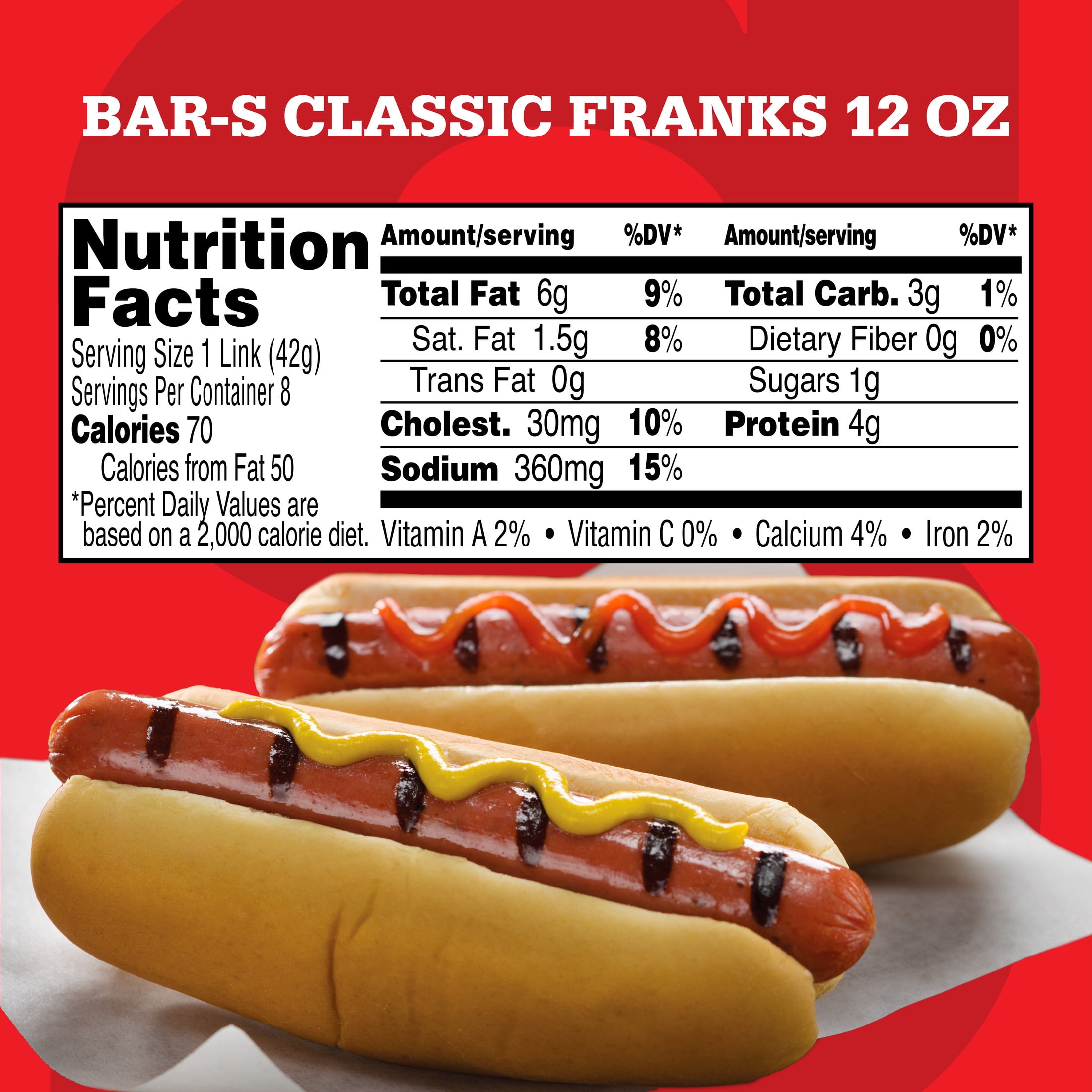 Bar-S Classic Franks, 8-Count, 12 oz