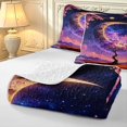 thumbnail image 4 of Homewish Nature Botanical Tree Bed Spread Queen,Moon Galaxy Print Queen Coverlet Set,Pink Purple,Black Reversible,3pcs, 4 of 7