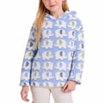 thumbnail image 2 of Girls Fuzzy Fleece Hoodies, Child Winter Warm Pullover Sweatshirt Hoodies Loungewear Pajama Pullover Tops Girls Fall Tops Blue 150, 2 of 5