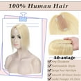 thumbnail image 3 of MY-LADY Woman 100% Remy Real Topper Human Hair Hair Extensions Natural Daily Hair Wigs Straight Hair Piece #613 Bleach Blonde 6inch, 3 of 8